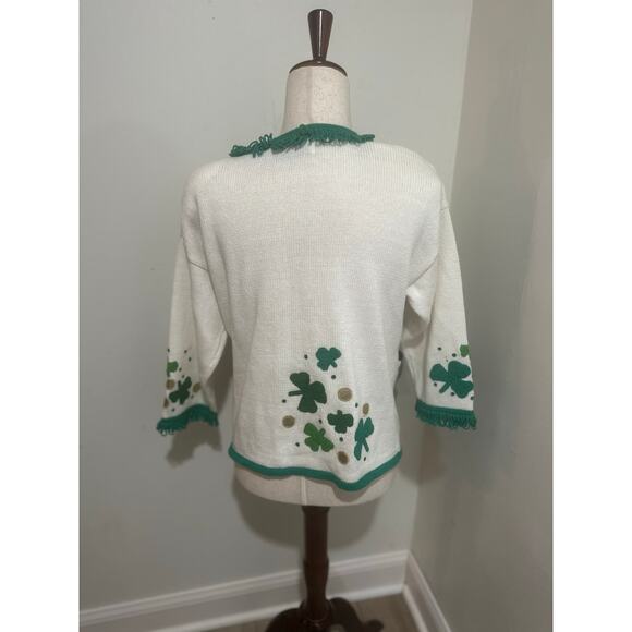 Vintage Phillip Jane Gordon Saint Patrick’s Day Holiday Sweater Shamrocks Size S - Picture 8 of 11